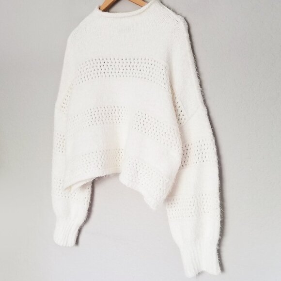 Arizona Jean Co Ivory Eyelash Fluffy Fuzzy Chunky Knit Crop Sweater XL Soft Cozy - Picture 15 of 16